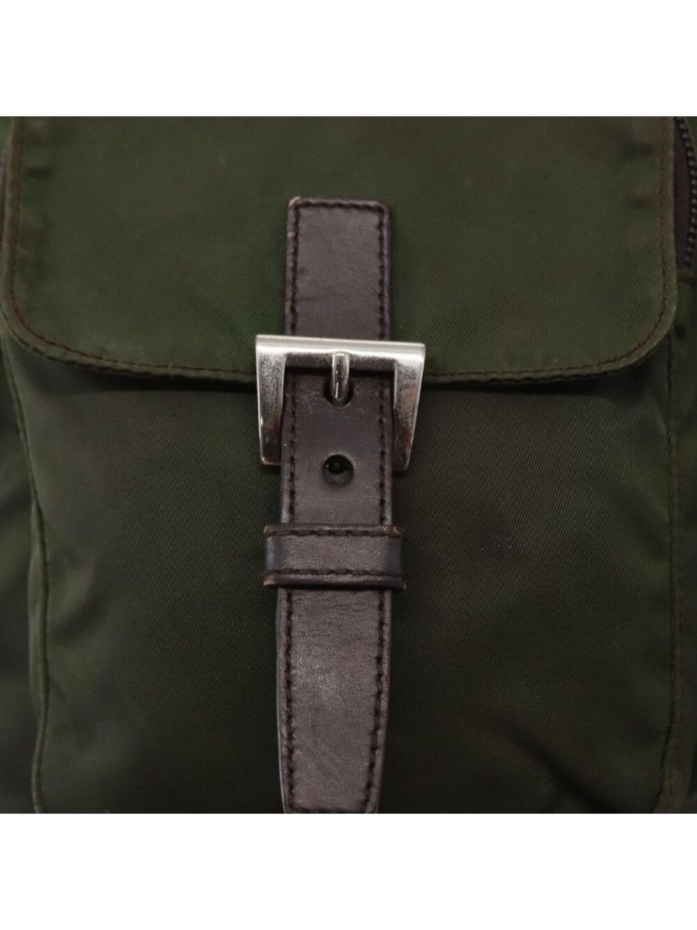 Authentic PRADA Shoulder Bag Nylon Khaki Silver - Picture 6 of 16